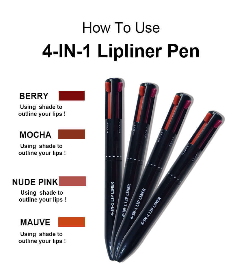 4 In 1 Makeup Lipliner Pencil Waterproof Touch Up Long Lasting Easy Color Ballpoint Eyeliner Pen