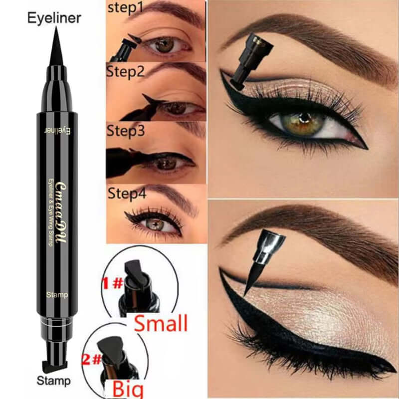 2 In1 Eyeliner Stamp Eye Wing Stamp Starry Liquid Eyeliner Pencil Stamp Triangle Seal Eye Liner Waterproof Quick Dry Cosmetics