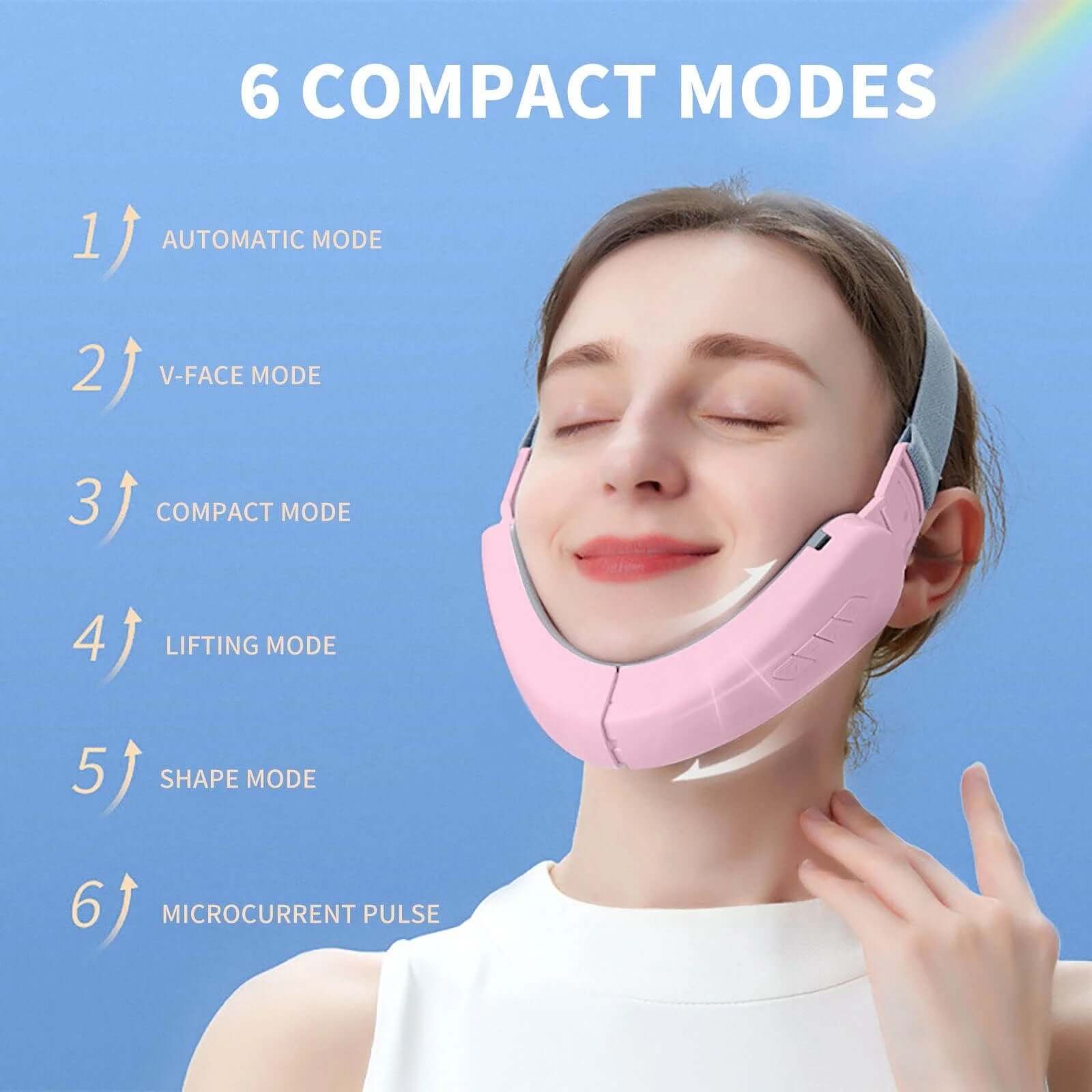 Double Chin Reducer Machine, Electric Face Lift Device Beauty Belt, Facial Lifting Machine,Portable Intelligent V-Face Shaping Massager,Pink