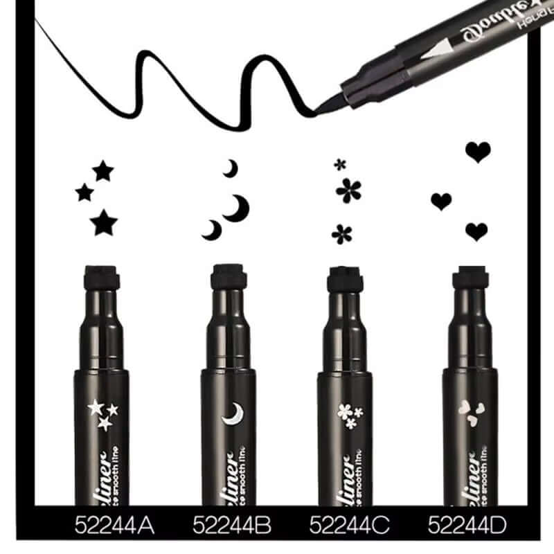 2 In1 Eyeliner Stamp Eye Wing Stamp Starry Liquid Eyeliner Pencil Stamp Triangle Seal Eye Liner Waterproof Quick Dry Cosmetics