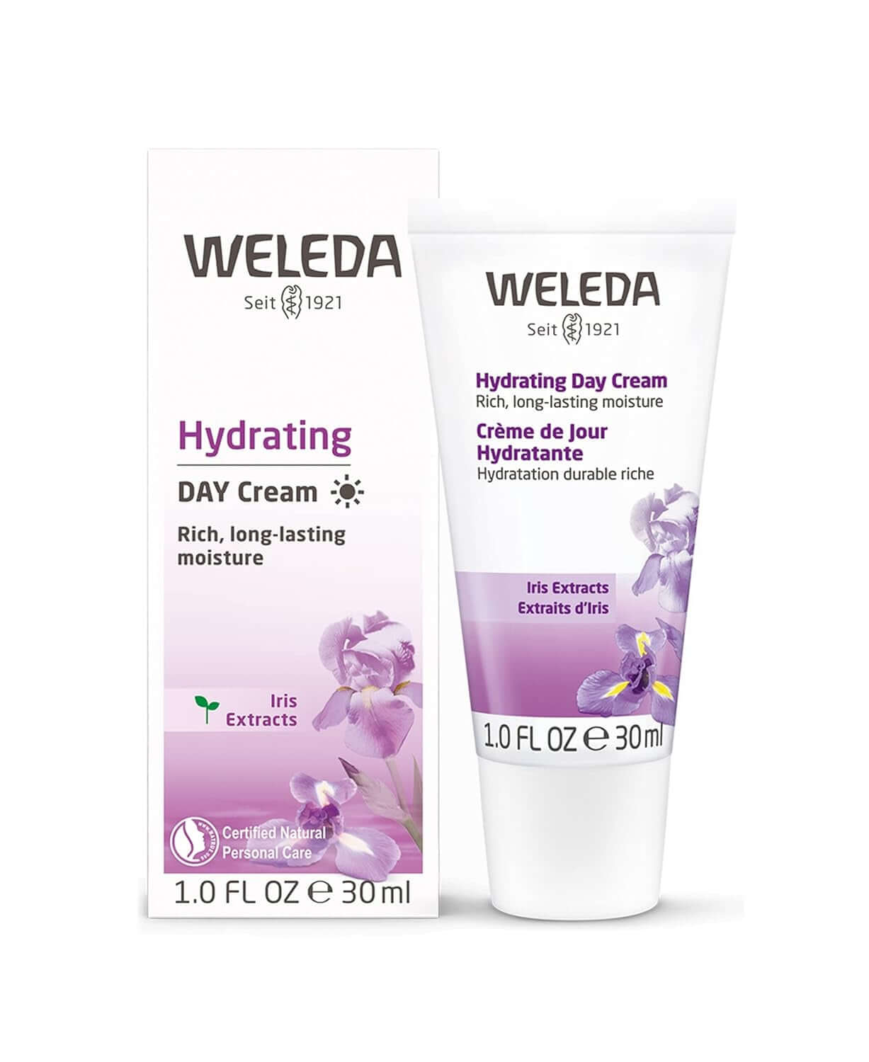 Hydrating Day Face Cream, 1 Fluid Ounce, Plant Rich Moisturizer with Iris Root, Jojoba Oil and Witch Hazel