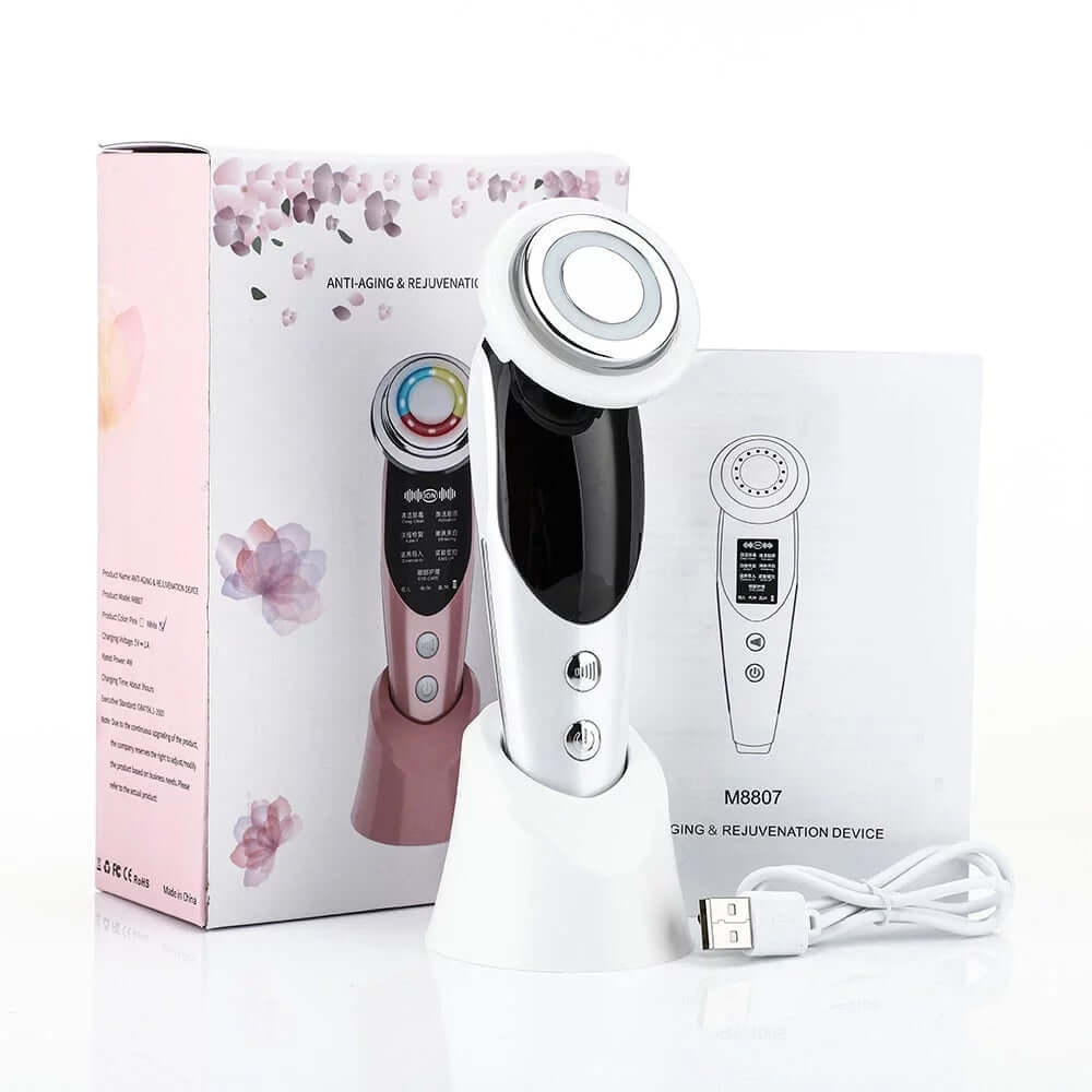 7 in 1 Face Lift Device - EMS RF Microcurrent Skin Rejuvenation, Facial Massager, Light Therapy, anti Aging /Wrinkle /Beauty Apparatus - Unisex