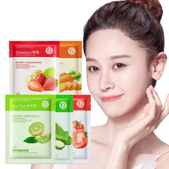 1Pcs Natural Fruit Plant Moisturizing Hydrating Oil Control Brightening Sheet Face Mask Shrink Pores Skin Care Beauty Cosmetics