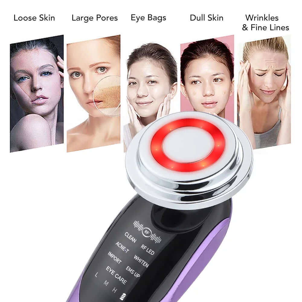 7 in 1 Face Lift Device - EMS RF Microcurrent Skin Rejuvenation, Facial Massager, Light Therapy, anti Aging /Wrinkle /Beauty Apparatus - Unisex