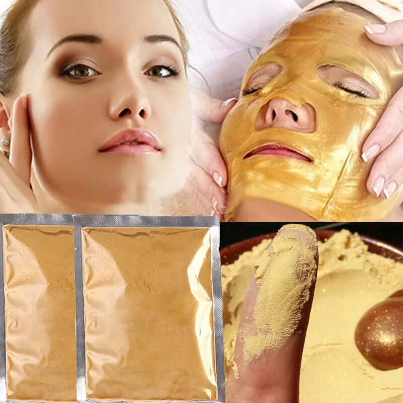 24K Gold Collagen Active Face Mask Powder Whitening Brightening Spa Deep Moisturizing Anti-Aging Wrinkle Treatment Mask 20G