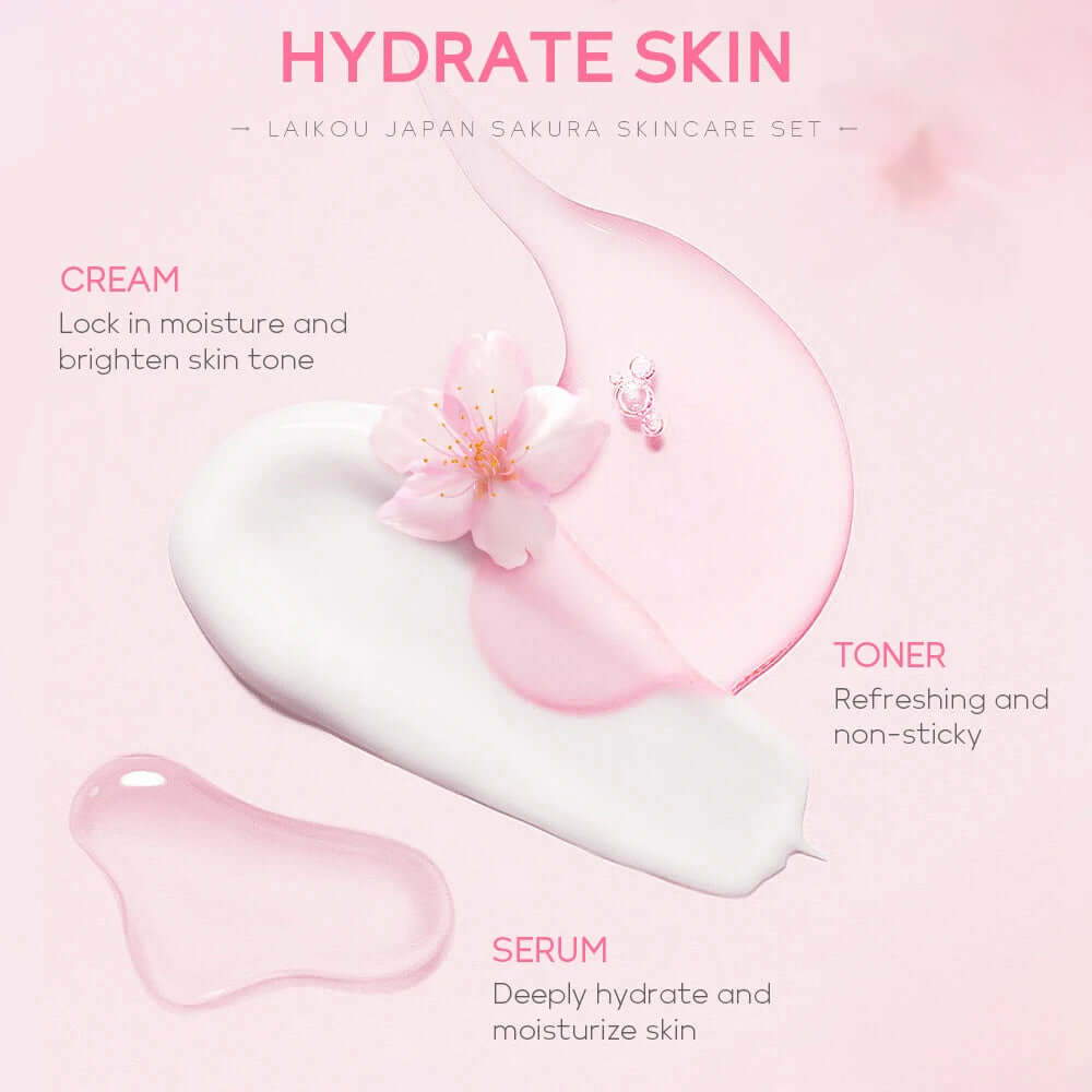 Sakura Skincare Set Oil Control Facial Cleanser Nourishing Face Serum Face Cream Fade Dark Circles Eye Cream Face Care Products