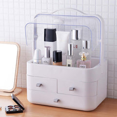 Double door dust cover makeup storage box