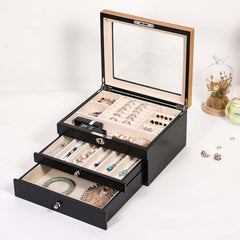 Large Capacity Wooden Princess Multi-layer Makeup Storage Box