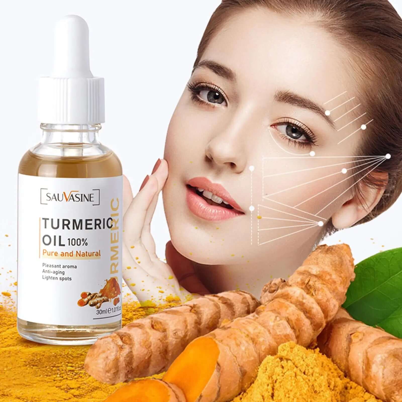 Turmeric Facial Care Kit with Cleansing Cream, Anti-Aging Serum, and Moisturizer, Targets Dark Spots for Healthy Skin Care