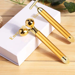 Multi-Function Beauty Care Device 24K Facial Massage Stick Roller 3D Golden Energy Bar Vibrating Massager for Beauty Tool