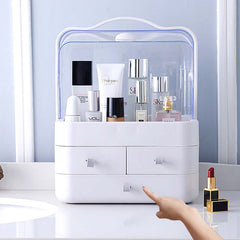 Double door dust cover makeup storage box