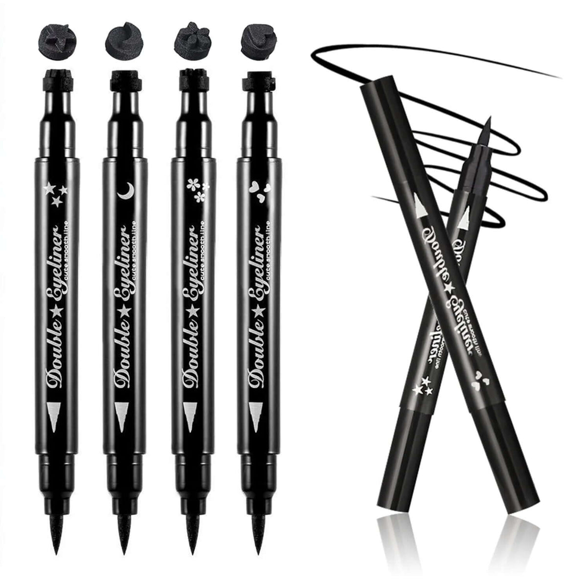 Eyeliner Pen with Cat Eye Winged Eyeliner Stamp Waterproof Double Sided Long Lasting Seal Waterproof Eye Liner (4 in 1)