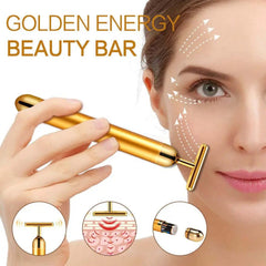 Multi-Function Beauty Care Device 24K Facial Massage Stick Roller 3D Golden Energy Bar Vibrating Massager for Beauty Tool