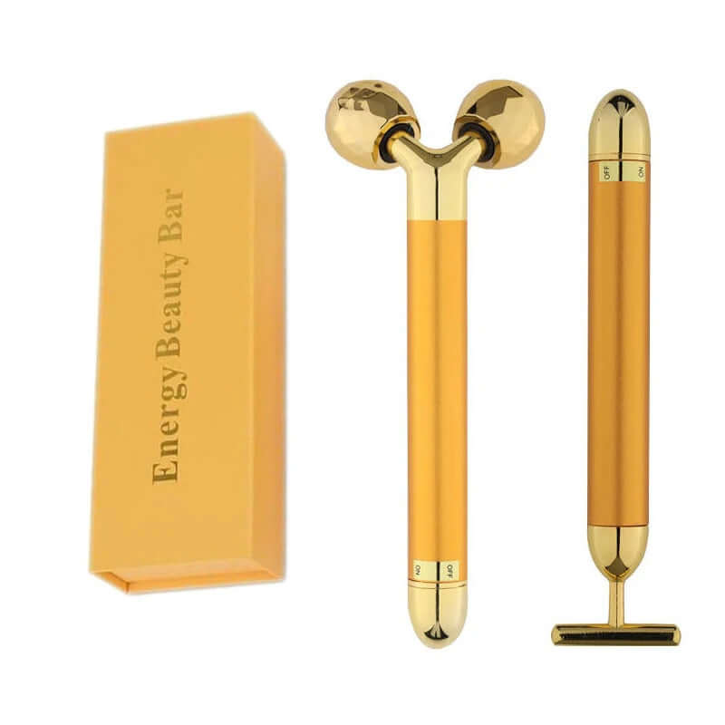 Multi-Function Beauty Care Device 24K Facial Massage Stick Roller 3D Golden Energy Bar Vibrating Massager for Beauty Tool