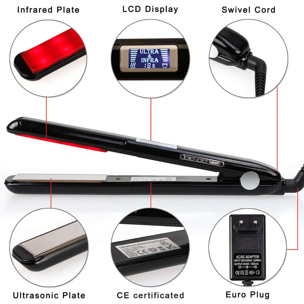 Hair Flat Irons Ultrasonic Infrared Cold Hair Care Iron Keratin Treatment for Frizzy Hair Recovers the Damaged Hair Straightener