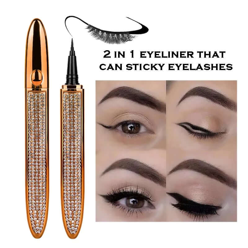 Magic Self-Adhesive Liquid Eyeliner Pencil Glue-Free Magnetic-Free for Eyelashes Waterproof Eye Liner Pen Makeup Cosmetic