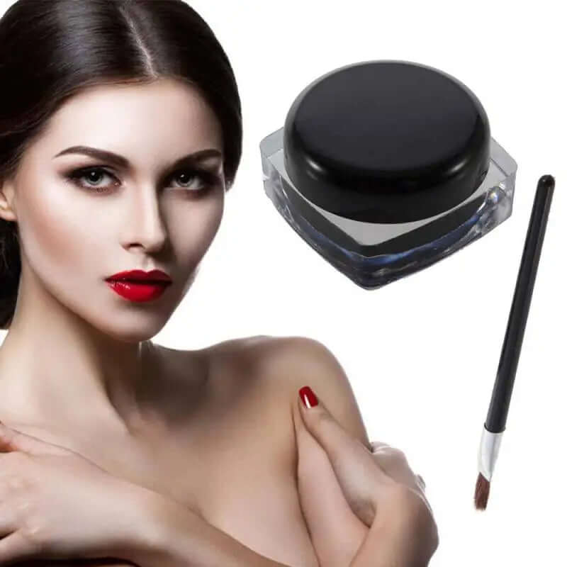 1 Set Eyeliner Black Eye Liner Gel Professional Waterproof Gel Eye Liner Shadow Cream Smoky Eyes Gel Makeup Brush Set TSLM1