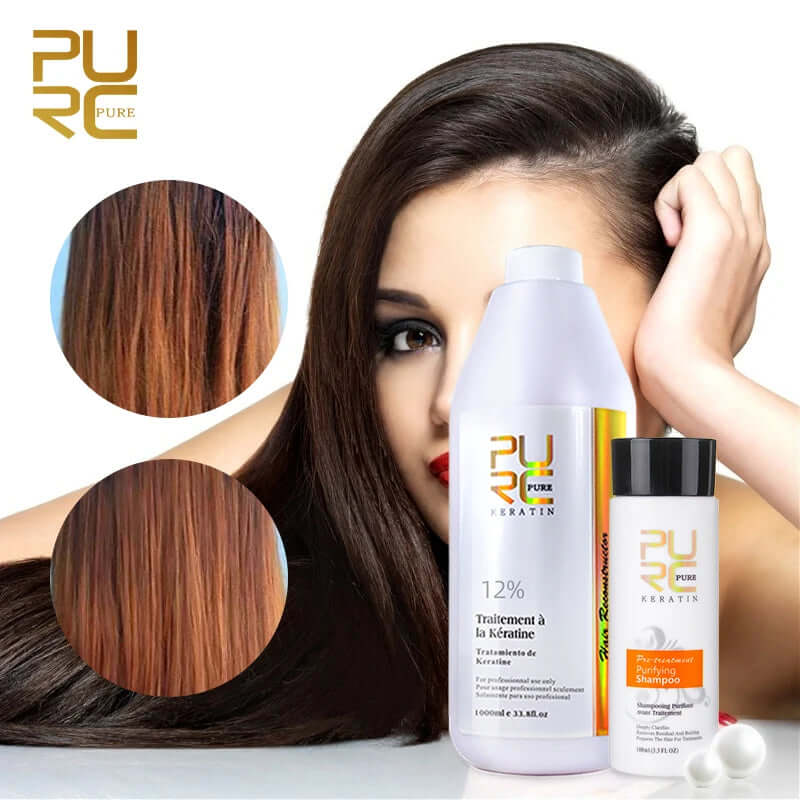 12% Formlain Brazilian Keratin Hair Treatment + Purifying Shampoo Set Straightening Smoothing for Hair Care Products 1000Ml