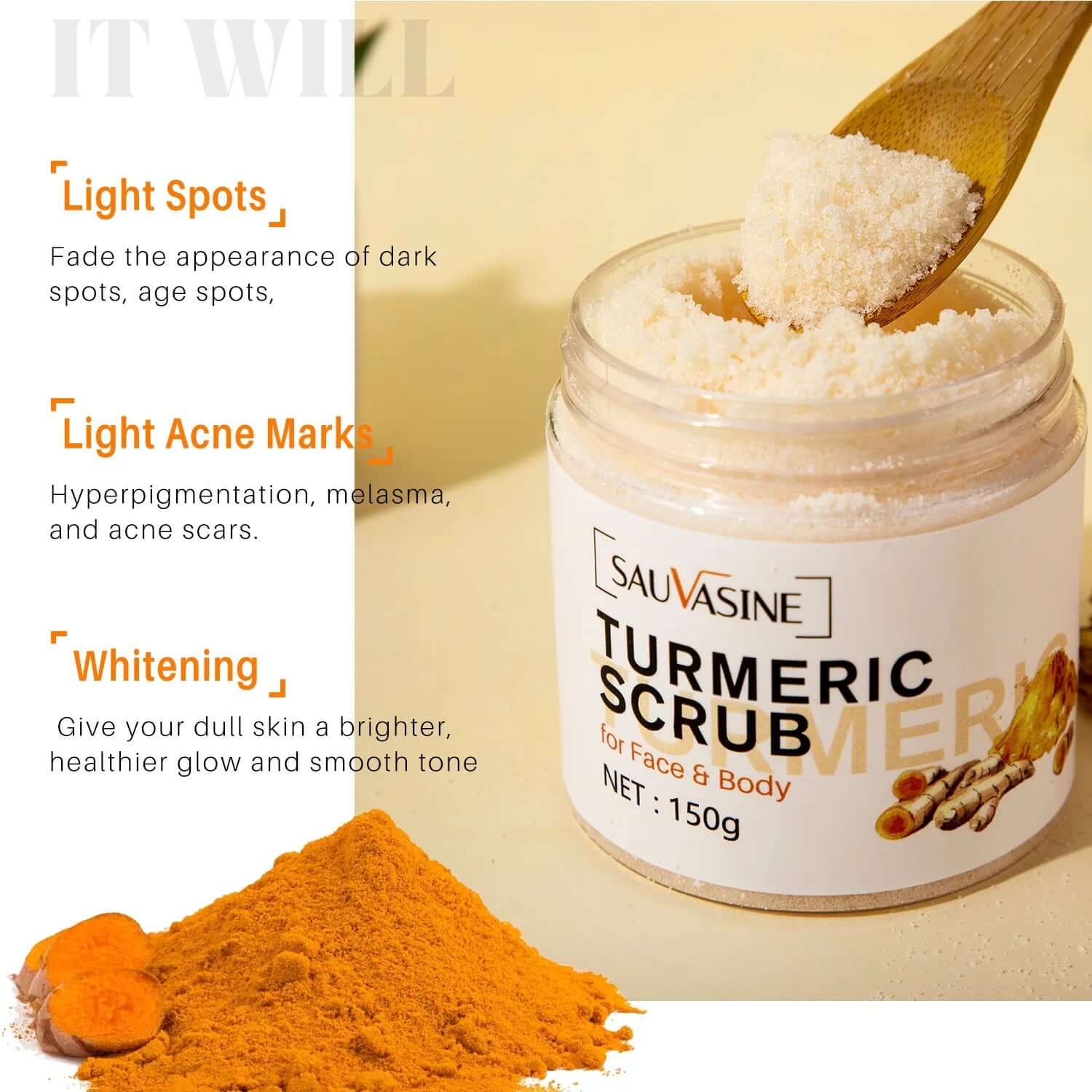 Turmeric Facial Care Kit with Cleansing Cream, Anti-Aging Serum, and Moisturizer, Targets Dark Spots for Healthy Skin Care