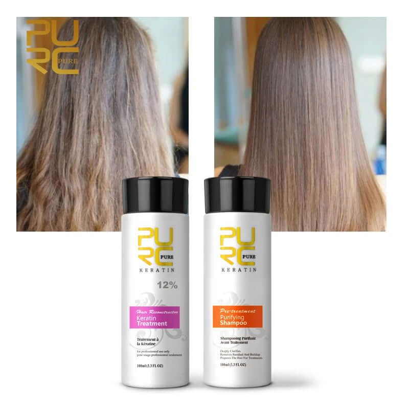 12% Formlain Brazilian Keratin Hair Treatment + Purifying Shampoo Set Straightening Smoothing for Hair Care Products 1000Ml