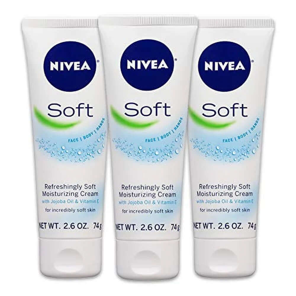 Soft, Refreshingly Soft Moisturizing Cream, Body Cream, Face Cream, and Hand Cream, 3 Pack of 2.6 Oz Tubes