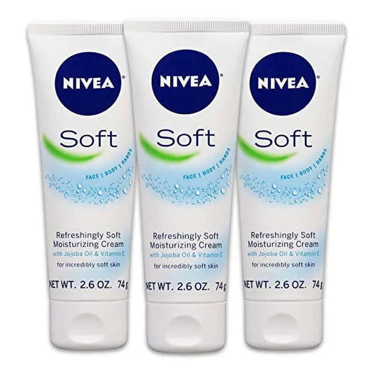 Soft, Refreshingly Soft Moisturizing Cream, Body Cream, Face Cream, and Hand Cream, 3 Pack of 2.6 Oz Tubes