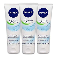 Soft, Refreshingly Soft Moisturizing Cream, Body Cream, Face Cream, and Hand Cream, 3 Pack of 2.6 Oz Tubes