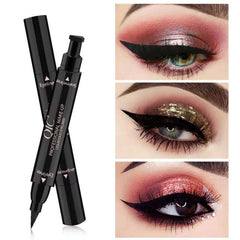 2 In1 Eyeliner Stamp Eye Wing Stamp Starry Liquid Eyeliner Pencil Stamp Triangle Seal Eye Liner Waterproof Quick Dry Cosmetics