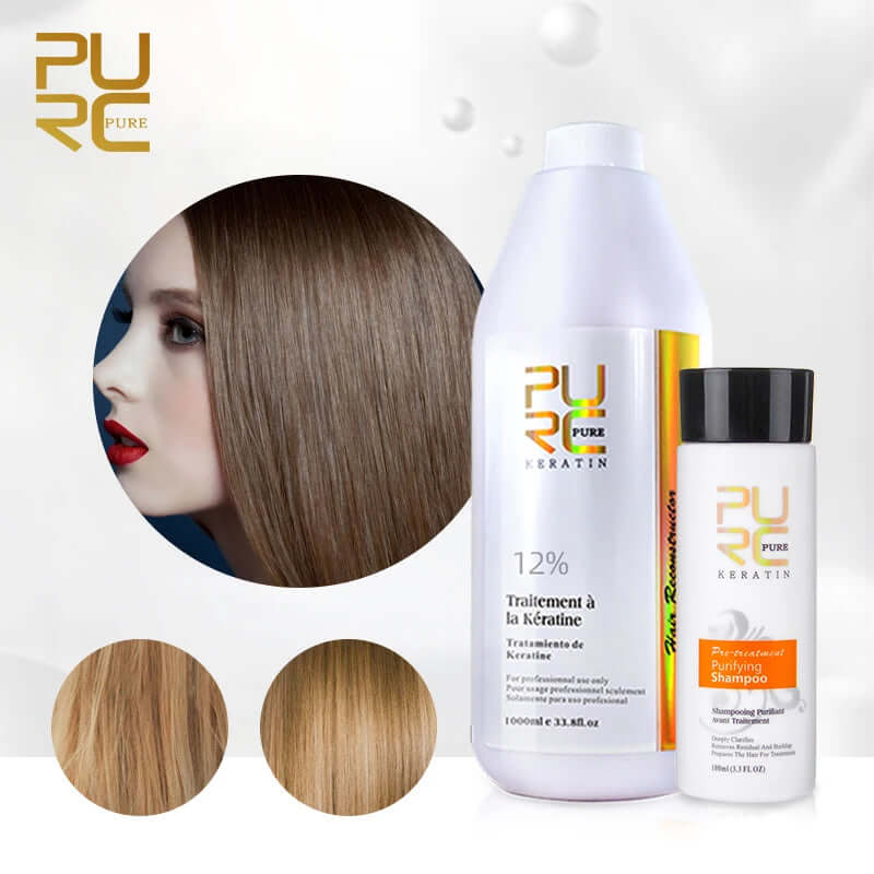 12% Formlain Brazilian Keratin Hair Treatment + Purifying Shampoo Set Straightening Smoothing for Hair Care Products 1000Ml