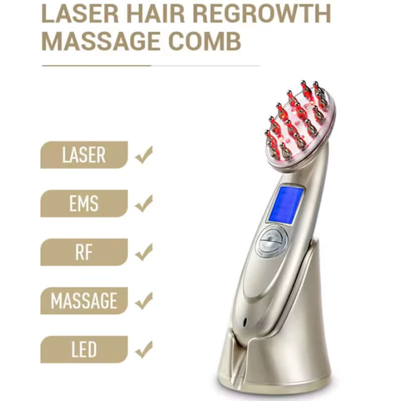 Electric Laser Hair Growth Comb anti Hair Loss Massage Therapy Infrared RF Red Light EMS Vibration Massager Hair Brush Hair Care