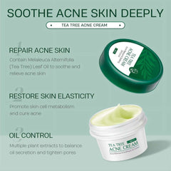 Tea Tree Oil Face Cream Acne Cream - for Oily, Acne Prone Skin, Extra Soothing & Nourishing Non-Greasy Botanical Facial Moisturizer, Acne Removal, Gently Repair for Acne Skin, Cystic Acne, Pimple & Re