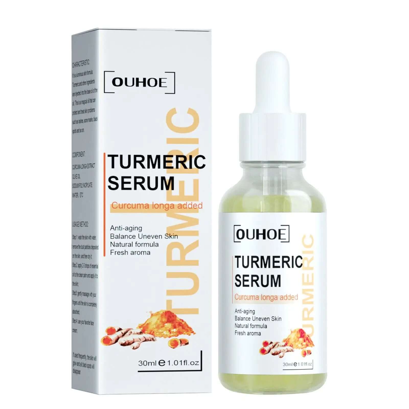 Turmeric Facial Care Kit with Cleansing Cream, Anti-Aging Serum, and Moisturizer, Targets Dark Spots for Healthy Skin Care