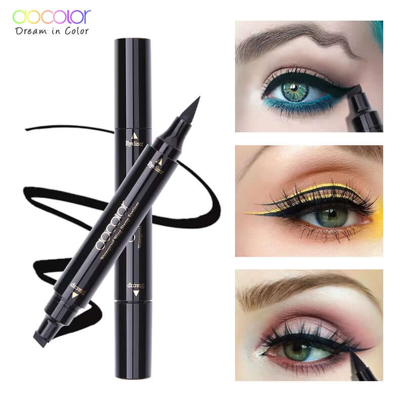 Black Liquid Eyeliner Stamp Marker Pencil Waterproof Stamp Double-Ended Eye Liner Pen Cosmetic Eyeliner