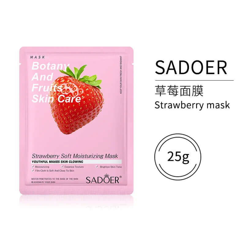 1Pcs Natural Fruit Plant Moisturizing Hydrating Oil Control Brightening Sheet Face Mask Shrink Pores Skin Care Beauty Cosmetics