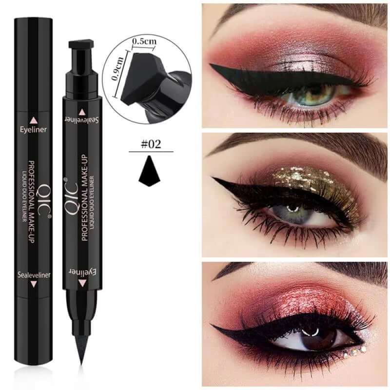 2 In1 Eyeliner Stamp Eye Wing Stamp Starry Liquid Eyeliner Pencil Stamp Triangle Seal Eye Liner Waterproof Quick Dry Cosmetics